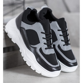 SHELOVET Zapatillas de deporte con cordones de moda negro 2