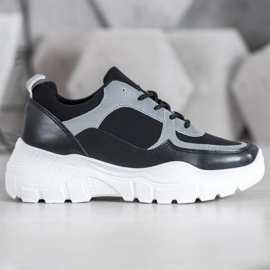 SHELOVET Zapatillas de deporte con cordones de moda negro 1