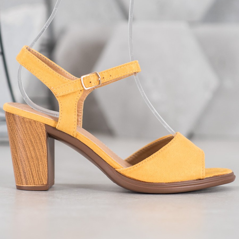 SHELOVET Sandalias de ante amarillas amarillo 1