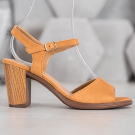 SHELOVET Sandalias de ante camel marrón 2