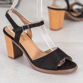 SHELOVET Sandalias de ante negras negro 1