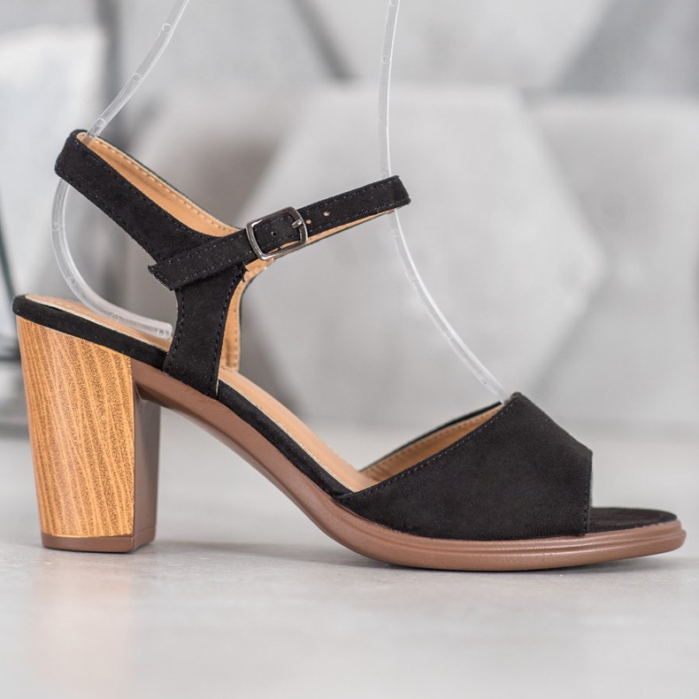 SHELOVET Sandalias de ante negras negro 2