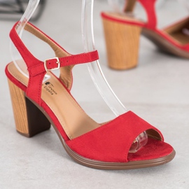 SHELOVET Sandalias de ante rojas rojo 1