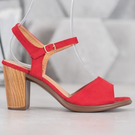 SHELOVET Sandalias de ante rojas rojo 2