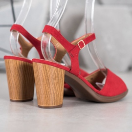 SHELOVET Sandalias de ante rojas rojo 3