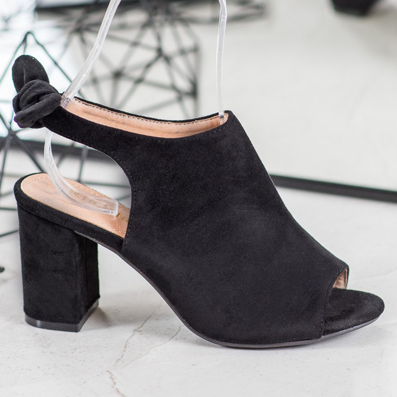 SHELOVET Sandalias de tacón negro 2