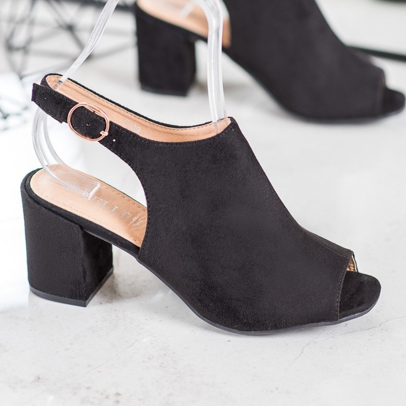 SHELOVET Sandalias clásicas de tacón alto negro 1