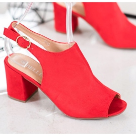 SHELOVET Sandalias clásicas de tacón alto rojo 3