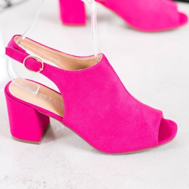 SHELOVET Sandalias clásicas de tacón alto rosa 1