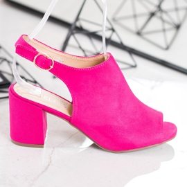 SHELOVET Sandalias clásicas de tacón alto rosado 3