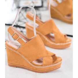 Best Shoes Sandalias de moda camel marrón 4