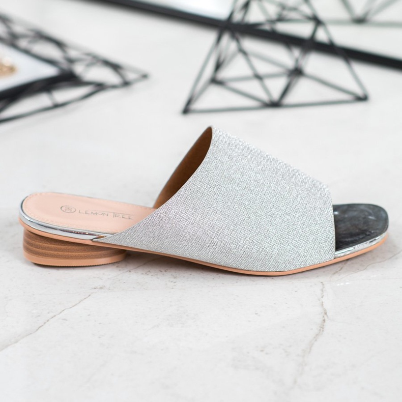 SHELOVET Pantuflas elegantes con purpurina gris 2