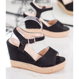 Clowse Sandalias negras en una cuña alta negro 1 Clowse Sandalias negras en una cuña alta negro 1