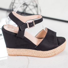 Clowse Sandalias negras en una cuña alta negro 2 Clowse Sandalias negras en una cuña alta negro 2