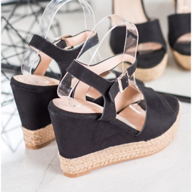 Clowse Sandalias negras en una cuña alta negro 3