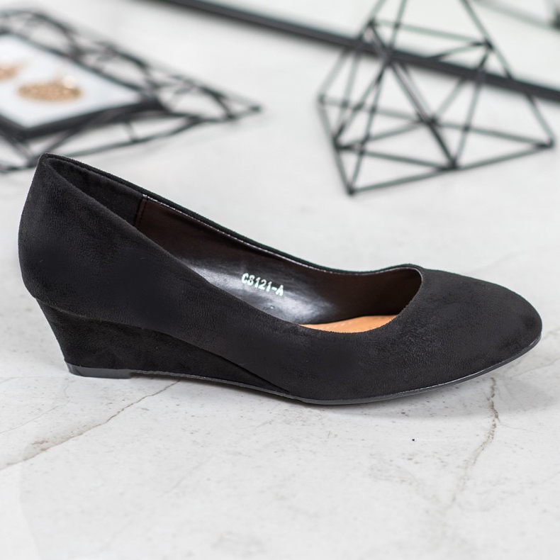 SHELOVET Bombas de cuña negras negro 2