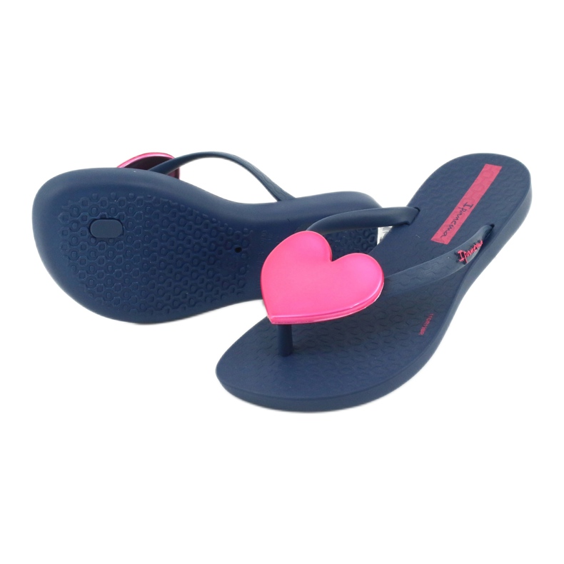 Flip Blue Blue -Flip -Flops con un corazón rosa de ipanema rosado 3