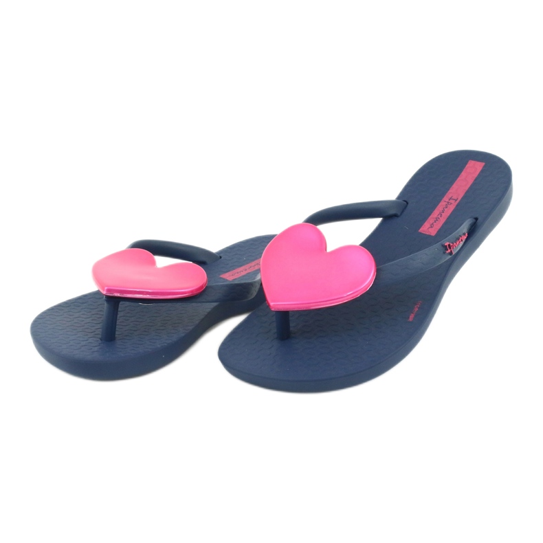 Flip Blue Blue -Flip -Flops con un corazón rosa de ipanema rosado 2