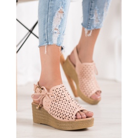 Small Swan Cómodas sandalias caladas rosa 1