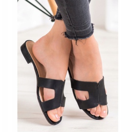 SHELOVET Pantuflas Clásicas de Piel Ecológica negro 4