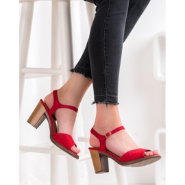 SHELOVET Sandalias de ante rojas rojo 4