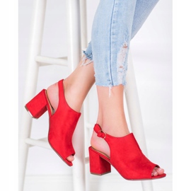 SHELOVET Sandalias clásicas de tacón alto rojo 2