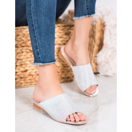 SHELOVET Pantuflas elegantes con purpurina gris 4