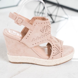 SHELOVET Cuñas caladas marrón 2