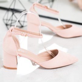 SHELOVET Zapatos de salón clásicos con hebilla rosado 2