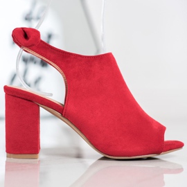 SHELOVET Sandalias de tacón rojo 4