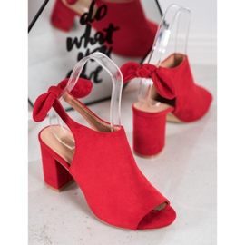SHELOVET Sandalias de tacón rojo 6