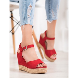 Clowse Sandalias rojas en un tacón alto rojo 1