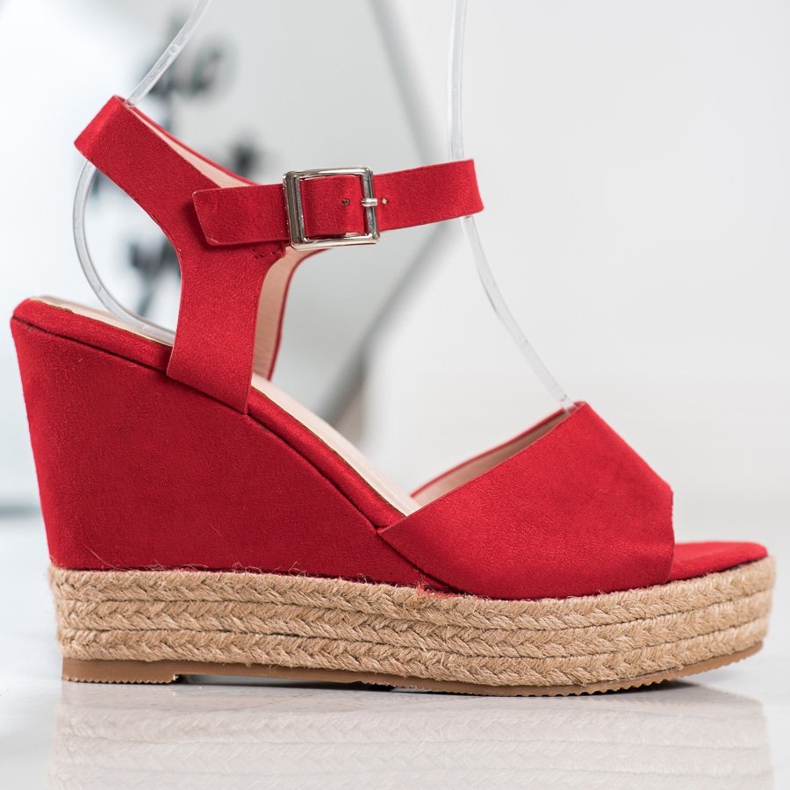 Clowse Sandalias rojas en un tacón alto rojo 2