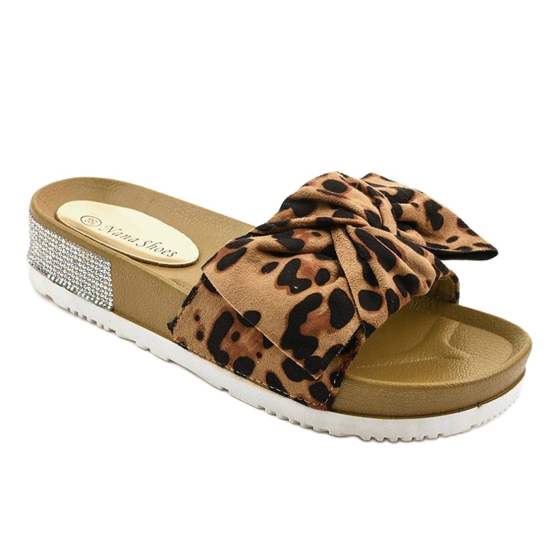Zapatillas casual de leopardo con lazo LW-10 marrón 1