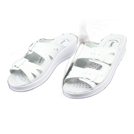 Flip de cuero para mujeres Flip cuñas blancas blanco 2