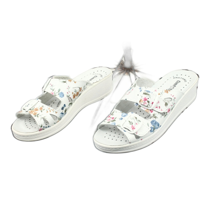 Zapatilla cuña mujer Comfooty Mia Flowers blanco multicolor 2 Zapatilla cuña mujer Comfooty Mia Flowers blanco multicolor 2