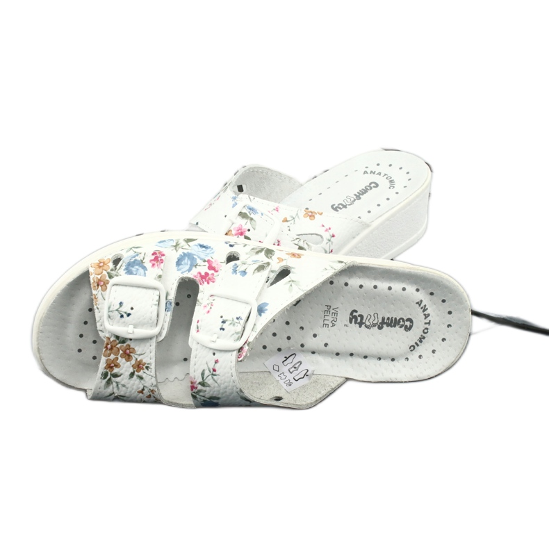 Zapatilla cuña mujer Comfooty Mia Flowers blanco multicolor 3 Zapatilla cuña mujer Comfooty Mia Flowers blanco multicolor 3