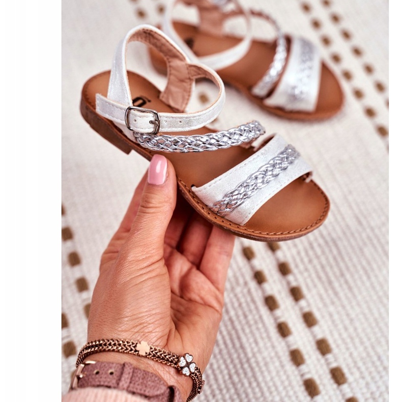 FRROCK Sandalias Kremo plateadas para niños gris 1