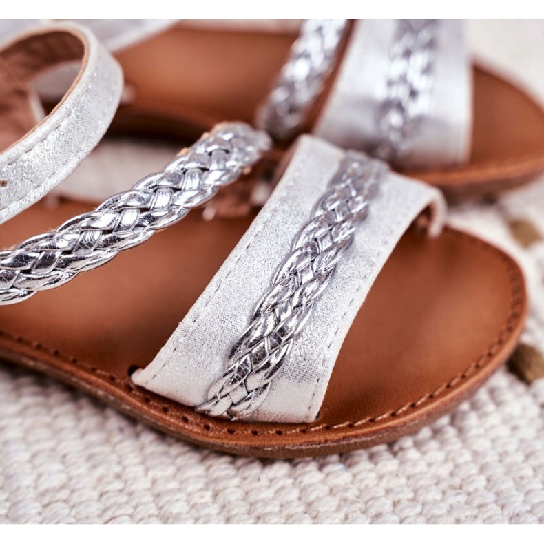 FRROCK Sandalias Kremo plateadas para niños gris 3