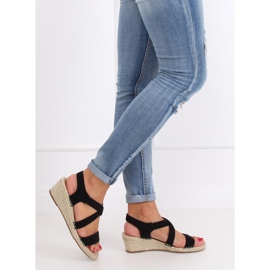 Negro Sandalias con cuña alpargatas negras S-823 Negra 4