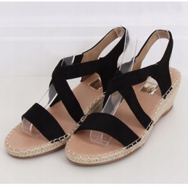Negro Sandalias con cuña alpargatas negras S-823 Negra 1