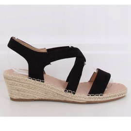 Negro Sandalias con cuña alpargatas negras S-823 Negra 2