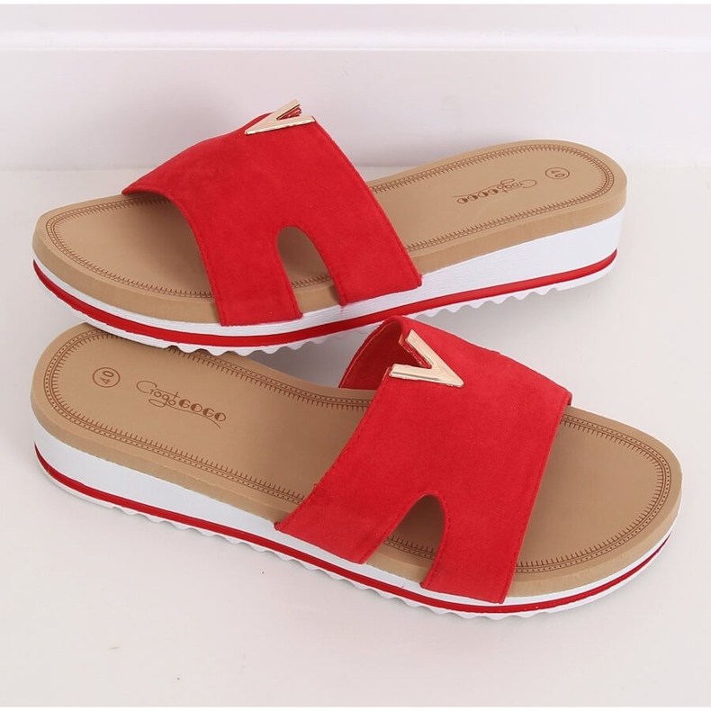 Rojo Pantuflas rojas de mujer G-5035 Rojo 2