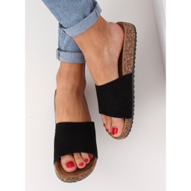 Negro PA-354 Pantuflas con suela de corcho negro 3