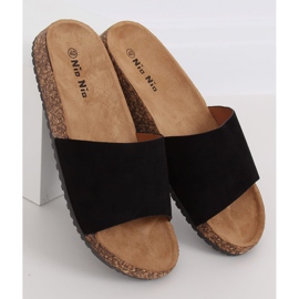 Negro PA-354 Pantuflas con suela de corcho negro 1