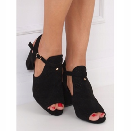 Black LL79 Sandalias negras de tacón alto caladas negro 3