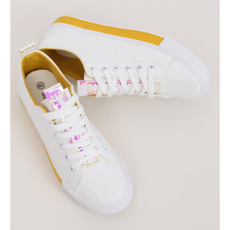 Zapatillas de mujer blancas CC-17 Amarillo blanco 1