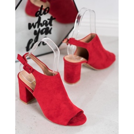 SHELOVET Sandalias de tacón rojo 5