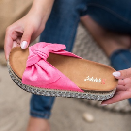 Seastar Pantuflas de ante con plataforma decorativa rosado 3