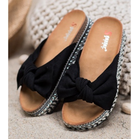 Seastar Pantuflas de ante con plataforma decorativa negro 1
